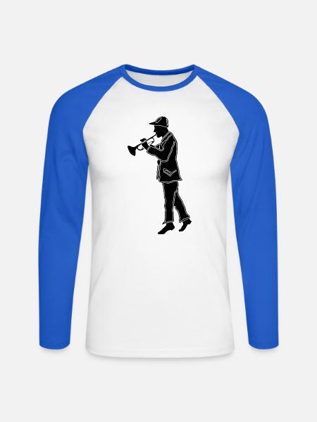 trompeter - Unisex Baseballshirt langarm - Weiß/Royalblau