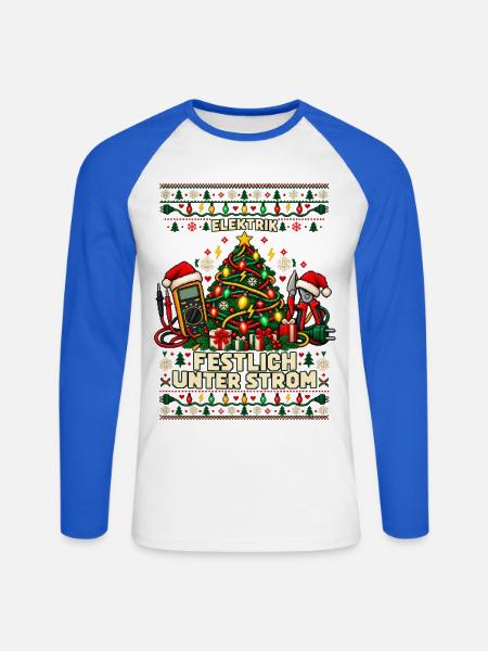 Elektrik - Festlich unter Strom - Unisex Baseballshirt langarm - Weiß/Royalblau