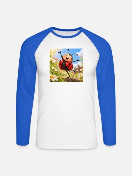 Glückliches Marienkäfer im Garten - Unisex Baseballshirt langarm - Weiß/Royalblau
