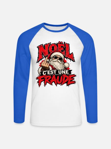 Rebellisches Weihnachten: Wütender Santa - Unisex Baseballshirt langarm - Weiß/Royalblau