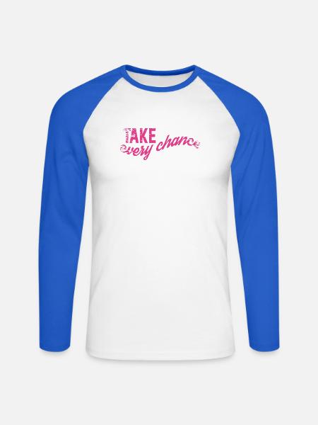 Take every Chance  - Unisex Baseballshirt langarm - Weiß/Royalblau