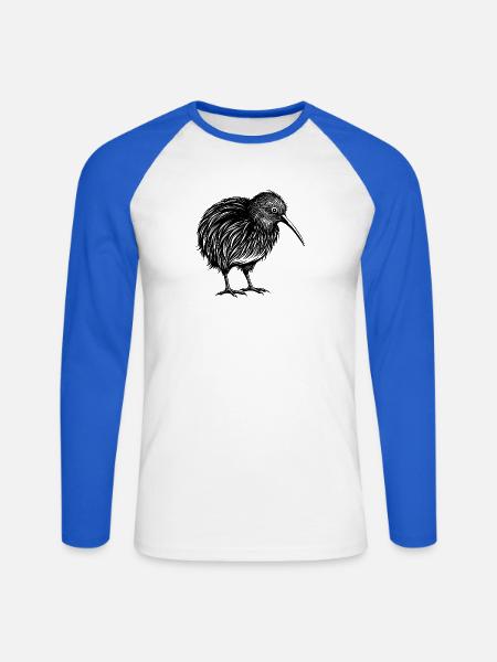 Kiwi-Vogel - Unisex Baseballshirt langarm - Weiß/Royalblau