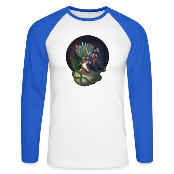 Helle Nymphe Sukkulentenpflanze - Unisex Baseballshirt langarm - Weiß/Royalblau - Vorne - Nik (191cm)