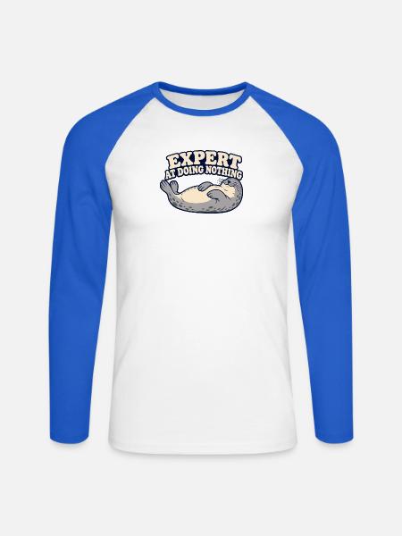 Nichts-Nichts-Siegel - Unisex Baseballshirt langarm - Weiß/Royalblau