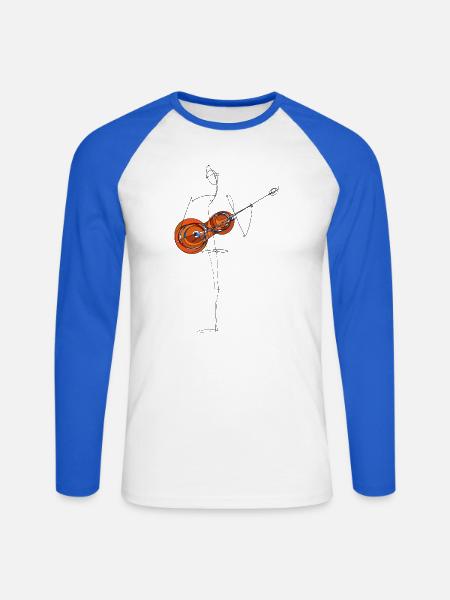 Abstrakte Gitarre in Bewegung - Unisex Baseballshirt langarm - Weiß/Royalblau