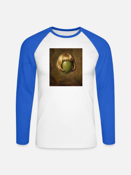 Lustige Olive Bob Haarschnitt - Unisex Baseballshirt langarm - Weiß/Royalblau