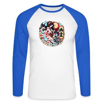 Yūrei: Der japanische Geist des Bedauerns - Unisex Baseballshirt langarm - Weiß/Royalblau - Vorne - Nik (191cm)