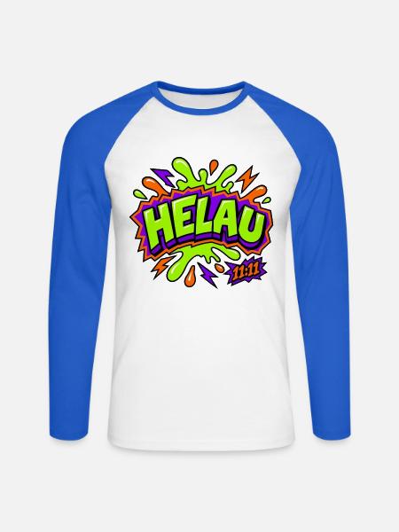 Helau 11:11 Karneval Retro T-Shirt - Unisex Baseballshirt langarm - Weiß/Royalblau