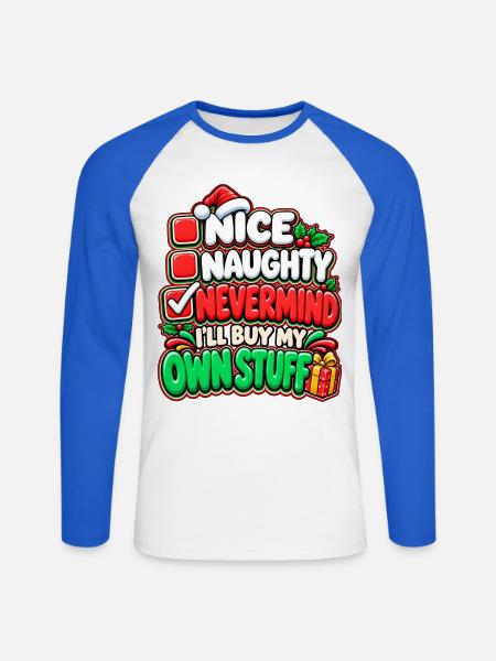Eigene Sachen Weihnachtsspruch - Unisex Baseballshirt langarm - Weiß/Royalblau
