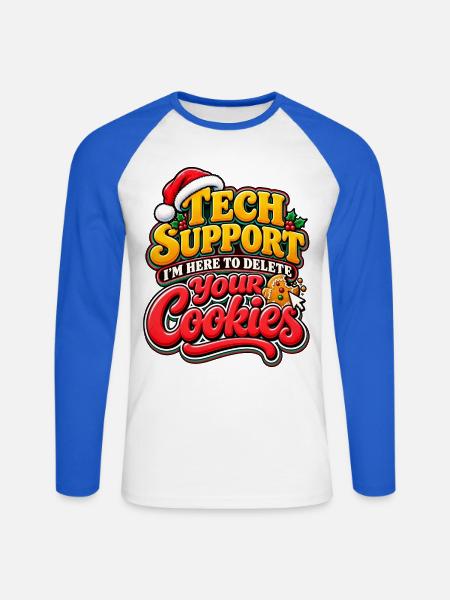 Tech Support Cookies: Holiday Debugger - Unisex Baseballshirt langarm - Weiß/Royalblau