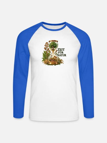 Zeit für Natur Uhrglas - Unisex Baseballshirt langarm - Weiß/Royalblau