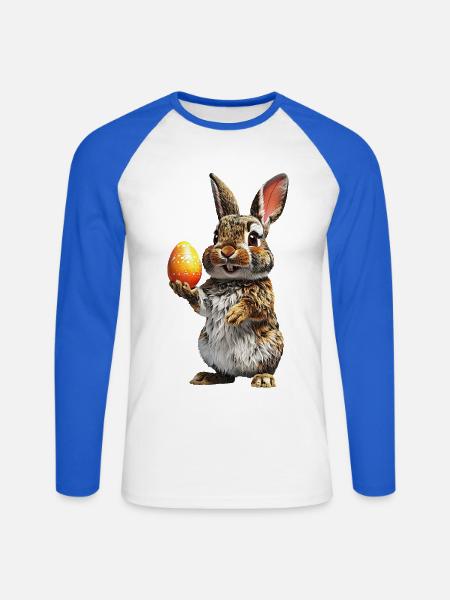 Hase - Unisex Baseballshirt langarm - Weiß/Royalblau