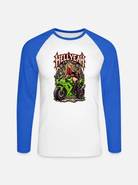 PISS MISSILE 636 - Unisex Baseballshirt langarm - Weiß/Royalblau