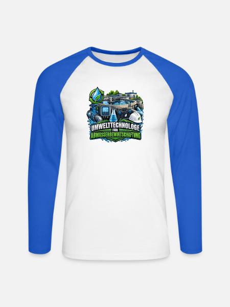 UMWELTTECHNOLOGIE ABWASSERTECHNIK - Unisex Baseballshirt langarm - Weiß/Royalblau