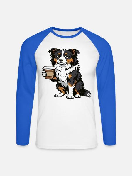 Australian Shepherd Aussie Aussiebesitzer Aussies - Unisex Baseballshirt langarm - Weiß/Royalblau