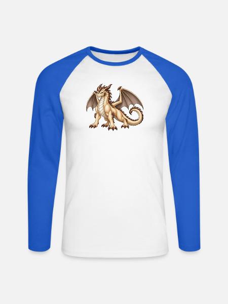 Majestätischer Champignondrache – Fantasy Drache - Unisex Baseballshirt langarm - Weiß/Royalblau