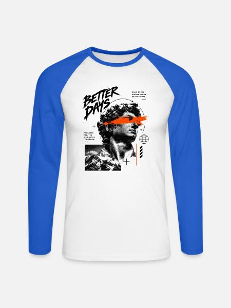 Better Days Graffiti Statue - Unisex Baseballshirt langarm - Weiß/Royalblau
