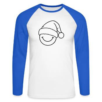 Smile mit Weihnachtsmütze - Unisex Baseballshirt langarm - Weiß/Royalblau - Vorne - Nik (191cm)