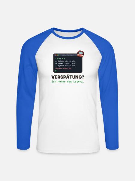 Latenz Lacher: Ping Verspätung - Unisex Baseballshirt langarm - Weiß/Royalblau