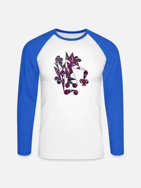 Geometrisches Farbgewitter Abstract - Unisex Baseballshirt langarm - Weiß/Royalblau