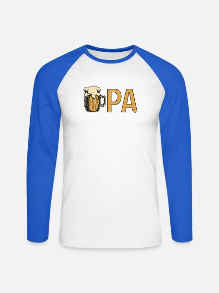 Opa mit Bierkrug – Orange - Unisex Baseballshirt langarm - Weiß/Royalblau