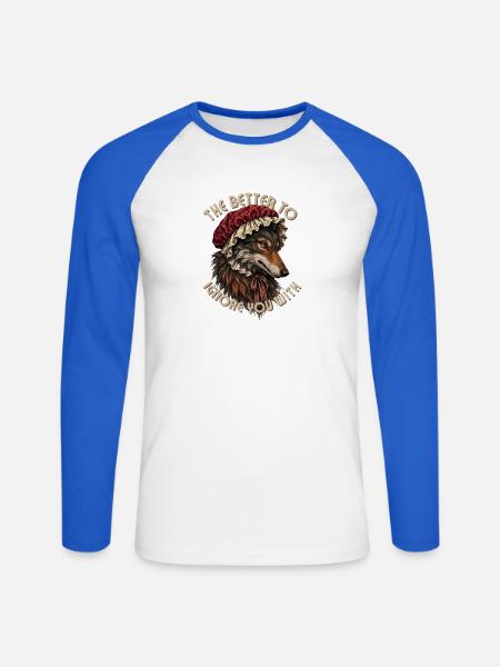 Wolf in Omas Verkleidung - Unisex Baseballshirt langarm - Weiß/Royalblau