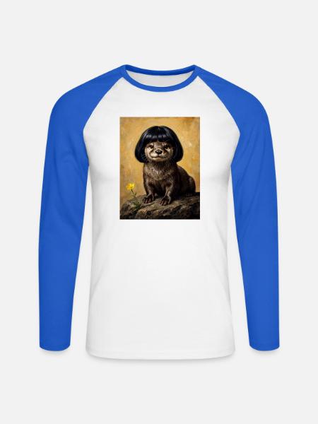 Lustiger Otter Bob Haarschnitt - Unisex Baseballshirt langarm - Weiß/Royalblau