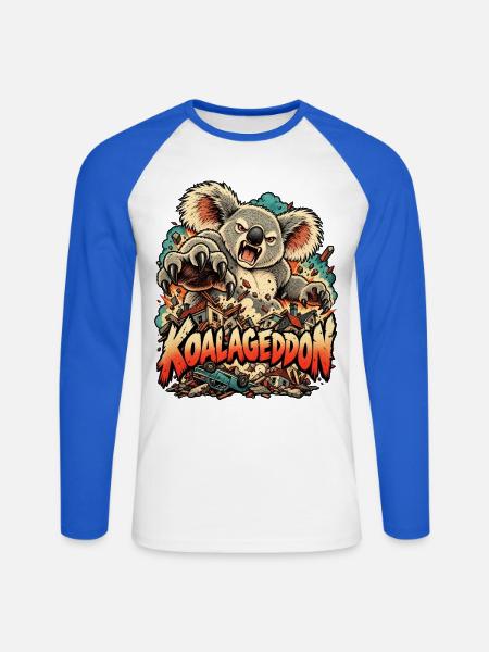 Riesige Koala-Kaiju-Haus Chaos-Tierkunst - Unisex Baseballshirt langarm - Weiß/Royalblau