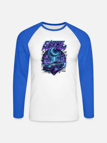 Carpe_Noctem_-_Cyberpunk_-_1 - Unisex Baseballshirt langarm - Weiß/Royalblau