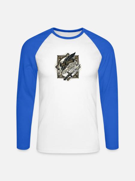 Die_Feder_ist_maechtiger_als_das_Schwert_-_Art_ - Unisex Baseballshirt langarm - Weiß/Royalblau