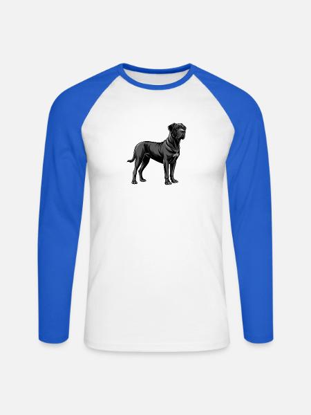 Englischer Mastiffhund stehend - Unisex Baseballshirt langarm - Weiß/Royalblau