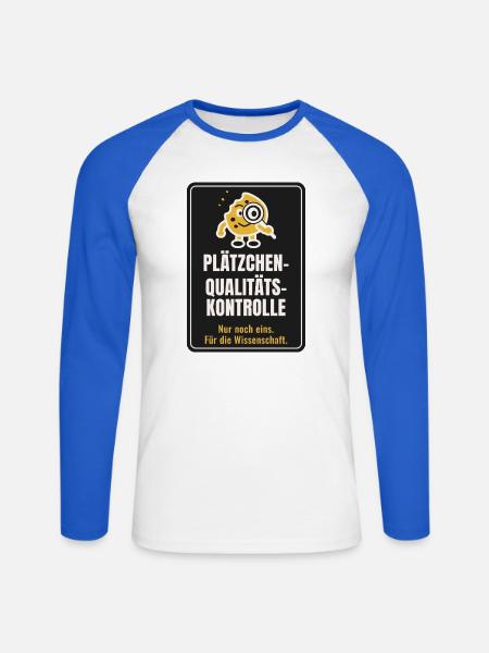 Plätzchen-Qualitätskontrolle - Unisex Baseballshirt langarm - Weiß/Royalblau