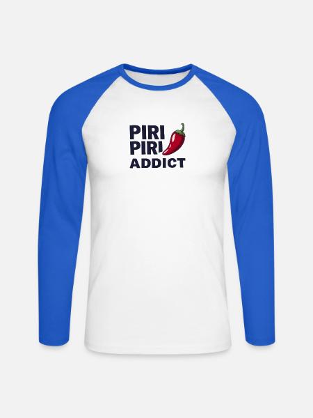 Piri Piri Addict - Unisex Baseballshirt langarm - Weiß/Royalblau