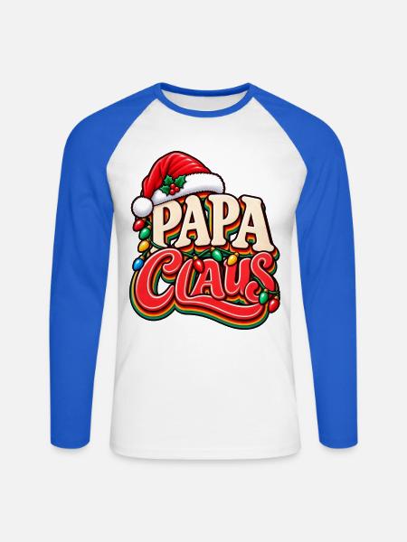 Papa Claus Weihnachtsdesign - Unisex Baseballshirt langarm - Weiß/Royalblau