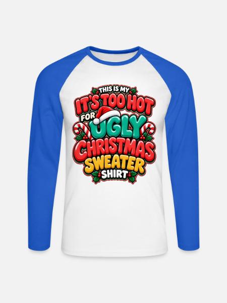 Zu heiß für hässlichen Weihnachtspullover - Unisex Baseballshirt langarm - Weiß/Royalblau