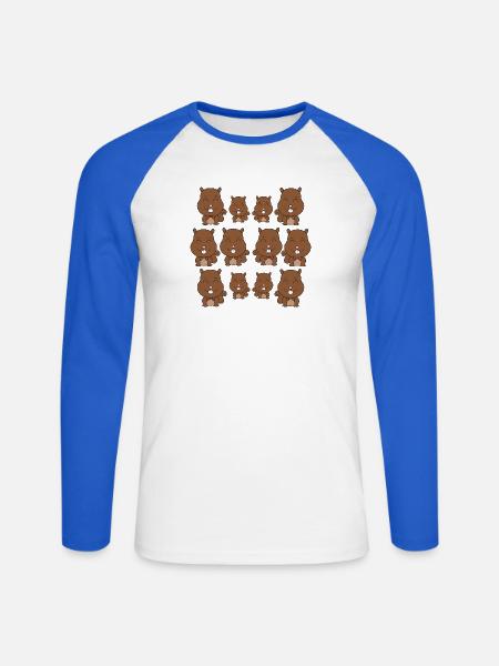 Süßes Eichhörnchengesicht - Unisex Baseballshirt langarm - Weiß/Royalblau