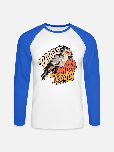 Wachvogel: Heute kaum wach - Unisex Baseballshirt langarm - Weiß/Royalblau