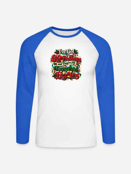 Wortspiel mit verfilzten Weihnachtslichtern - Unisex Baseballshirt langarm - Weiß/Royalblau