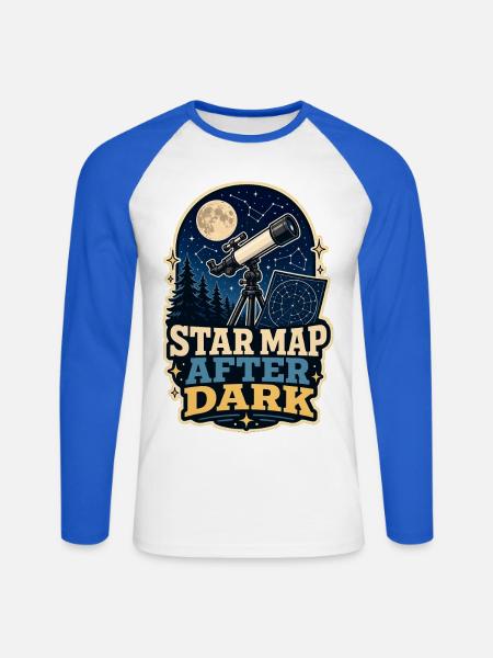 STAR MAP AFTER DARK - Unisex Baseballshirt langarm - Weiß/Royalblau