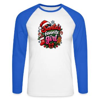 Santa Lieblingsgirl Weihnacht - Unisex Baseballshirt langarm - Weiß/Royalblau - Vorne - Nik (191cm)