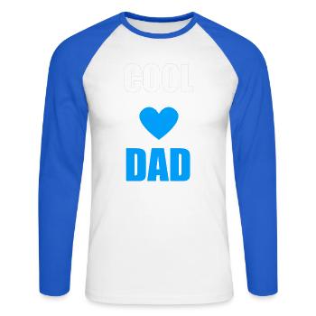 Coole Papa-Herz-Grafik - Unisex Baseballshirt langarm - Weiß/Royalblau - Vorne - Nik (191cm)
