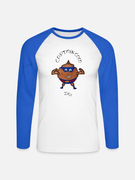 CaptainCoco – Kokosnuss-Superheld mit Maske - Unisex Baseballshirt langarm - Weiß/Royalblau