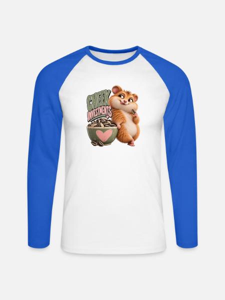 Cheek Investments | Flauschiger Hamster - Unisex Baseballshirt langarm - Weiß/Royalblau