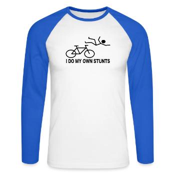 Radfahrer Fahrrad Spruch Humor - Unisex Baseballshirt langarm - Weiß/Royalblau - Vorne - Nik (191cm)