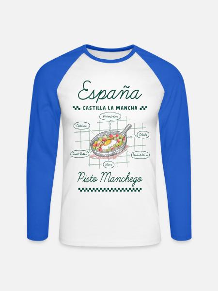 Pisto Manchego - Unisex Baseballshirt langarm - Weiß/Royalblau