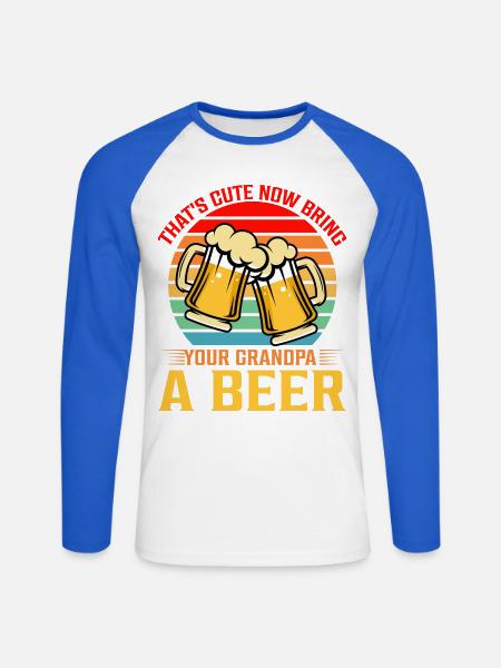 Opa Bierklang Retro Regenbogen - Unisex Baseballshirt langarm - Weiß/Royalblau