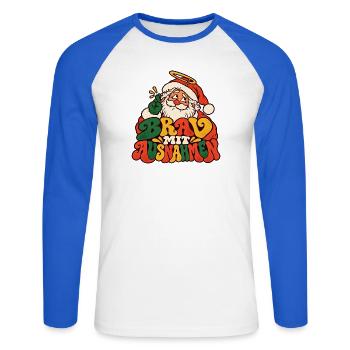 Brav mit Ausnahmen Weihnachtsmann Lustiger Spruch - Unisex Baseballshirt langarm - Weiß/Royalblau - Vorne - Nik (191cm)