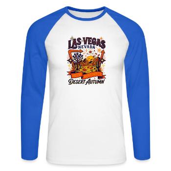 Las Vegas Desert Autumn Neon November - Unisex Baseballshirt langarm - Weiß/Royalblau - Vorne - Nik (191cm)