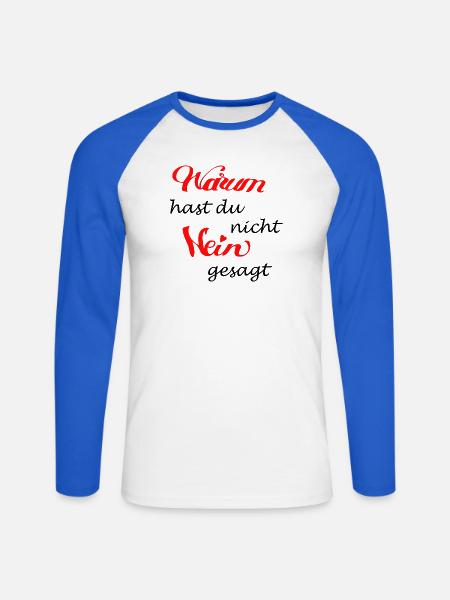 cooler Spruch - Unisex Baseballshirt langarm - Weiß/Royalblau