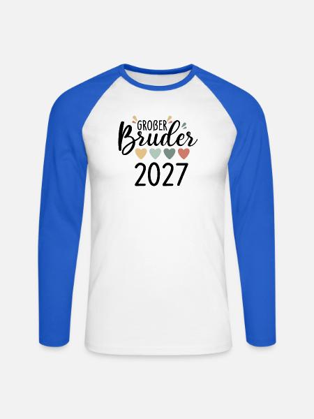 Großer Bruder 2027 Ankündigung - Unisex Baseballshirt langarm - Weiß/Royalblau